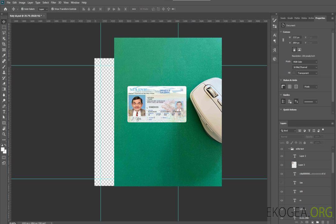 USA Maine State permis de conduire photolook AVANT template